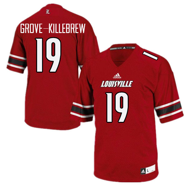 Men #19 Marquis Grove-Killebrew Louisville Cardinals College Football Jerseys Stitched Sale-Red